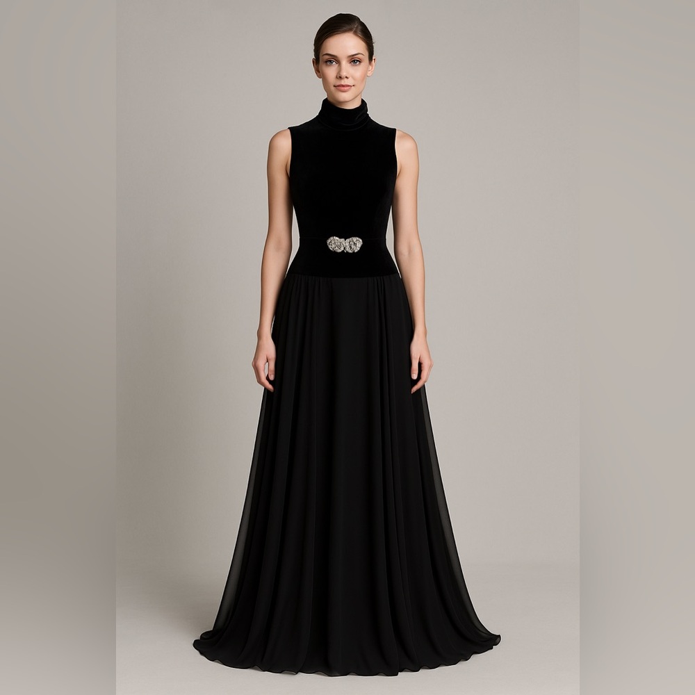 [Anne Klein] Velvet Sleeveless Gown